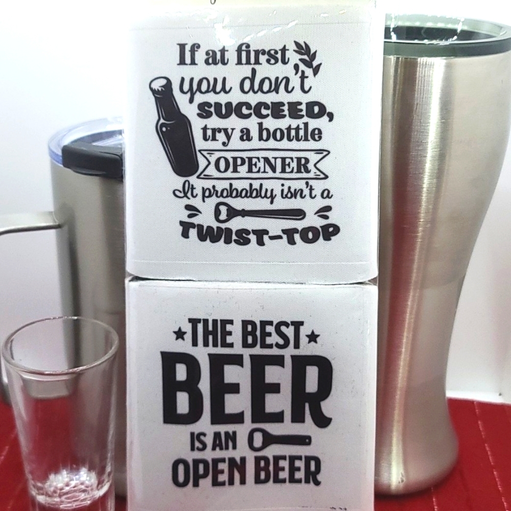 Beverage holder set of 2 for can water bottle - funny comical 😄 designs